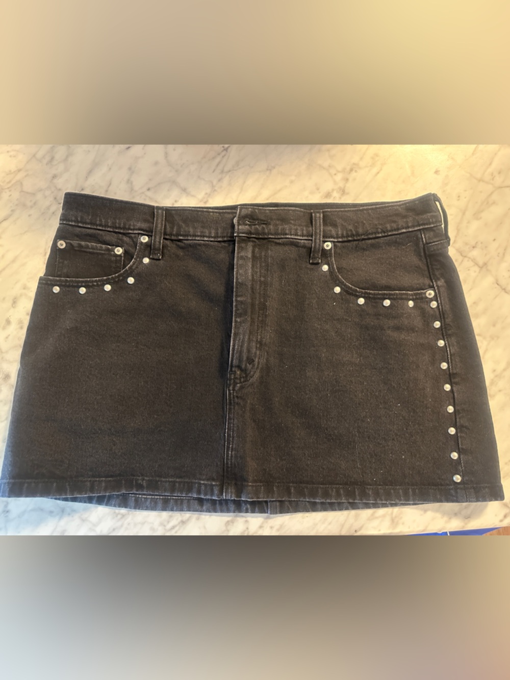 Abercrombie & Fitch Black Denim high rise Skirt with Stud Accents